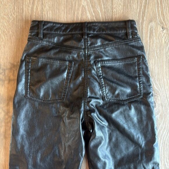 ARITZIA WILFRED MELINA BLACK VEGAN LEATHER STRAIGHT LEG PANT SZ 00 BUTTERY SOFT - Picture 9 of 9